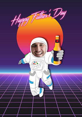 Retro Astronaut Photo Upload Father's Day Card