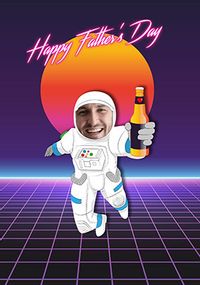 Tap to view Retro Astronaut Photo Upload Father's Day Card