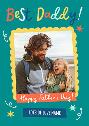 Best Daddy Teal Father's Day Photo Upload Card