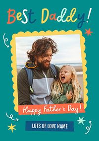 Tap to view Best Daddy Teal Father's Day Photo Upload Card