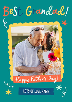 Best Grandad Teal Father's Day Photo Upload Card