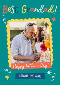 Tap to view Best Grandad Teal Father's Day Photo Upload Card