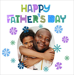 Bright Floral Happy Father's Day Square Photo Card