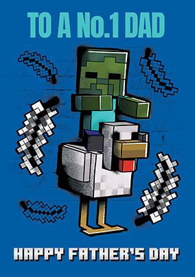 Photo of Minecraft Chicken Jockey Father's Day Card