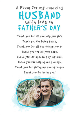 Poem For My Husband Father's Day Photo Card