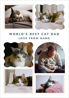 Happy Momento Cat Dad 6 Photo Father's Day Card