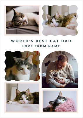 Photo of Happy Momento Cat Dad 6 Photo Father's Day Card
