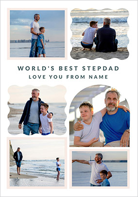 Happy Momento Step Dad 6 Photo Father's Day Card