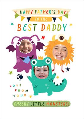 Photo of Best Daddy From Your Little Monsters 3 Photo Father's Day Card