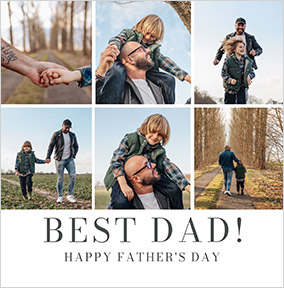 Simple Press 6 Photo Best Dad Square Father's Day Card