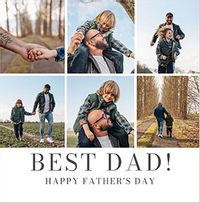 Tap to view Simple Press 6 Photo Best Dad Square Father's Day Card