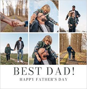 Photo of Simple Press 6 Photo Best Dad Square Father's Day Card