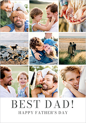 Simple Press 9 Photo Best Dad Father's Day Card