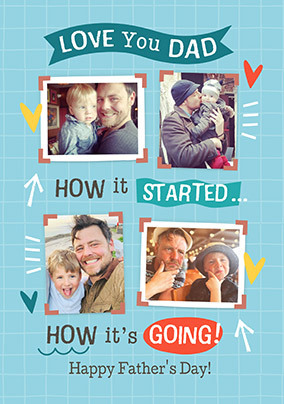 How It Started Vs How It's Going Father's Day 4 Photo Card