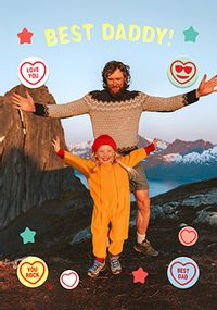 Tap to view Swizzels Love Hearts Best Daddy Full Photo Father's Day Card