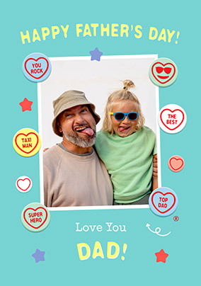 Swizzels Love Hearts Love You Dad Father's Day Photo Card