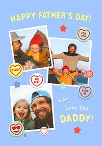 Tap to view Swizzels Love Hearts Daddy 3 Photo Father's Day Card