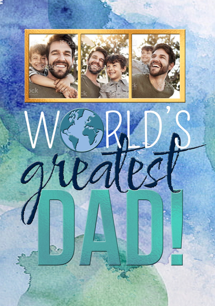 World's Greatest Dad 3 Photo Father's Day Card