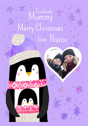 Mummy Penguin Photo Christmas Card