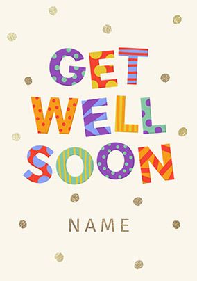 Photo of Get Well Soon Bright Typographic Personalised Card