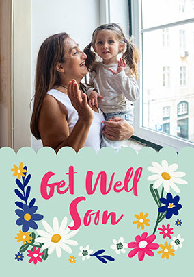 Get Well Soon Photo Upload Floral Card