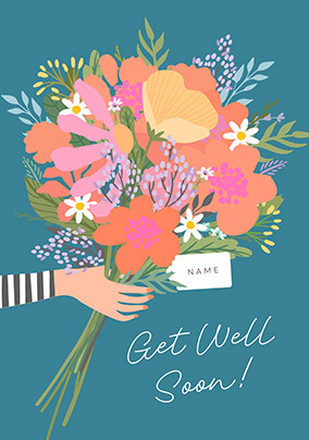 Get Well Soon Flower Bouquet Personalised Card