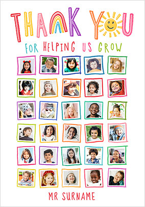 Helping us Grow Giant Photo Thank You card