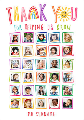 Helping us Grow Giant Photo Thank You card