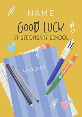 Good Luck At Secondary School Personalised Notebook Card