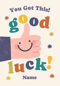 Tap to view Thumbs Up Personalised Blue Good Luck Card