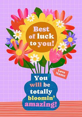 Graphic Floral Personalised Good Luck Card