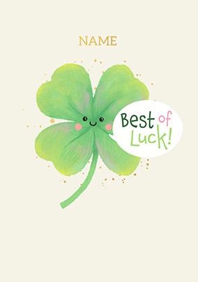 Four Leaf Clover Personalised Good Luck Card