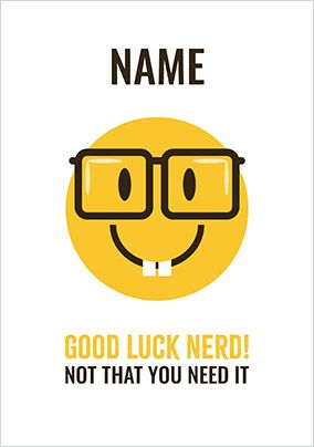 Photo of Good Luck Nerd Icon Exam Card