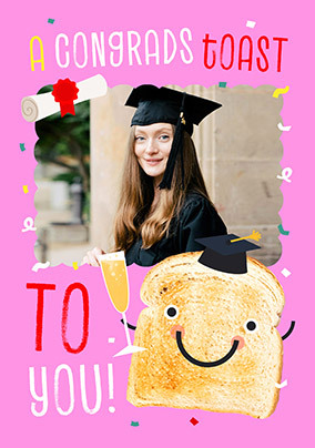 Graduation Toast Photo Upload Congratulations Pink Card