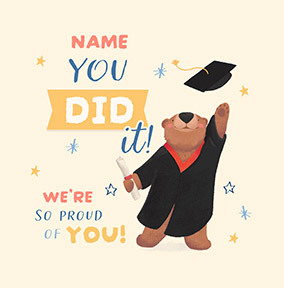 Cinnamon Bear Graduation Congratulations Square Card