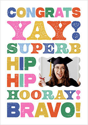 Letterpress Graduation Congratulations Pink Photo Card