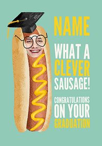 Tap to view Clever Sausage Photo Upload Graduation Card
