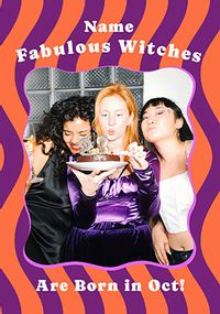 Tap to view Fabulous Witches Are Born In October Halloween Birthday Card