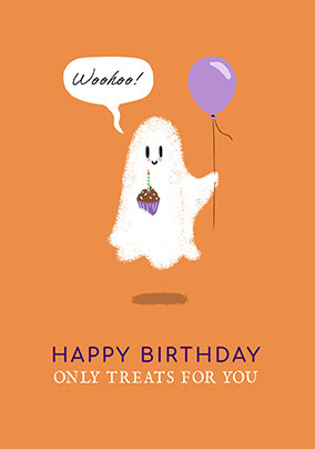Happy Halloween Birthday Ghost Card