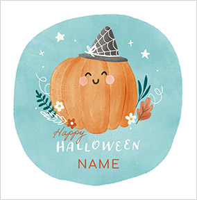 Cute Pumpkin Happy Halloween Personalised Card