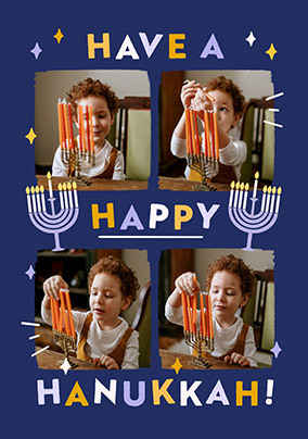 4 Photo Happy Hanukkah Card