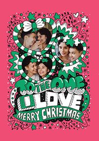 Tap to view To the One I Love 3 Photo Hearts Christmas Card