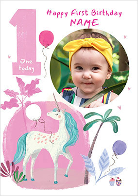 Age 1 Personalised Unicorn Card