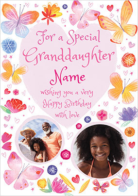 Butterflies Granddaughter Personalised Card