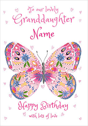 Granddaughter Butterfly Birthday Card