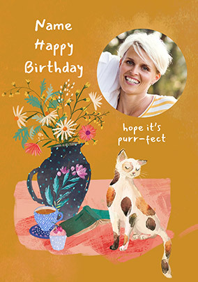 Purrfect Orange Birthday Card