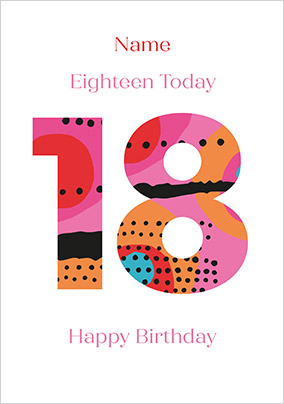 Eighteen Today Personalised 18th Birthday Card