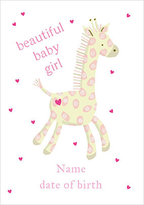 Beautiful Baby Girl Personalised Card