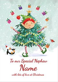 Nephew Elf Personalised Christmas Card