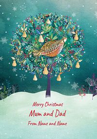 Partridge Mum and Dad Personalised Christmas Card